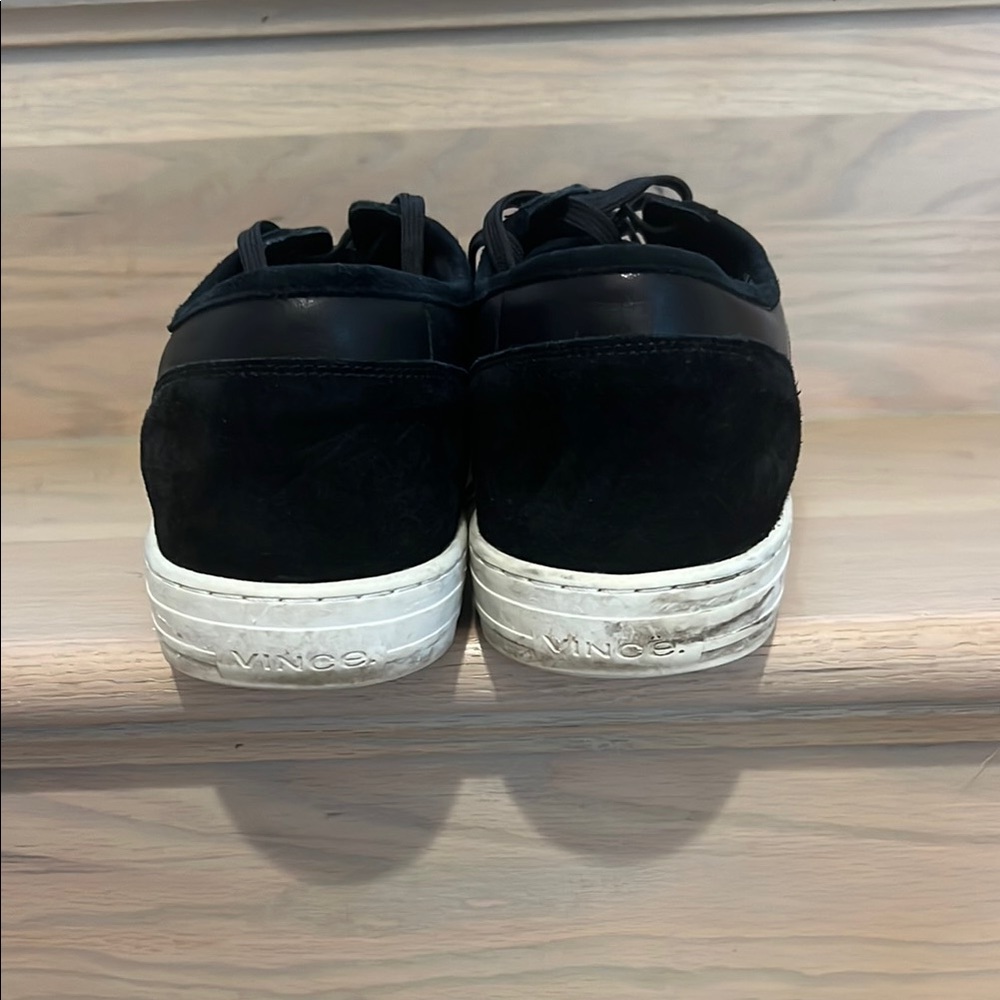 Men’s Vince Two-Tone Leather Black and White Sneakers with suede accents - Picture 10 of 12